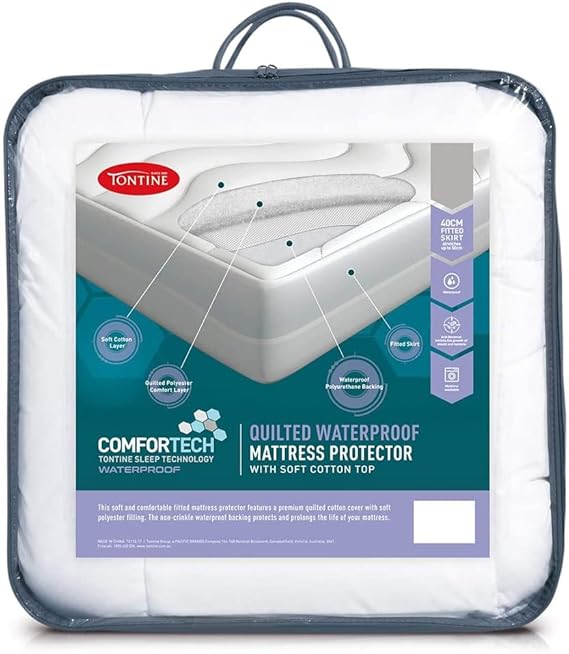 Tontine Comfortech Quilted Waterproof Mattress Protector, King, Soft