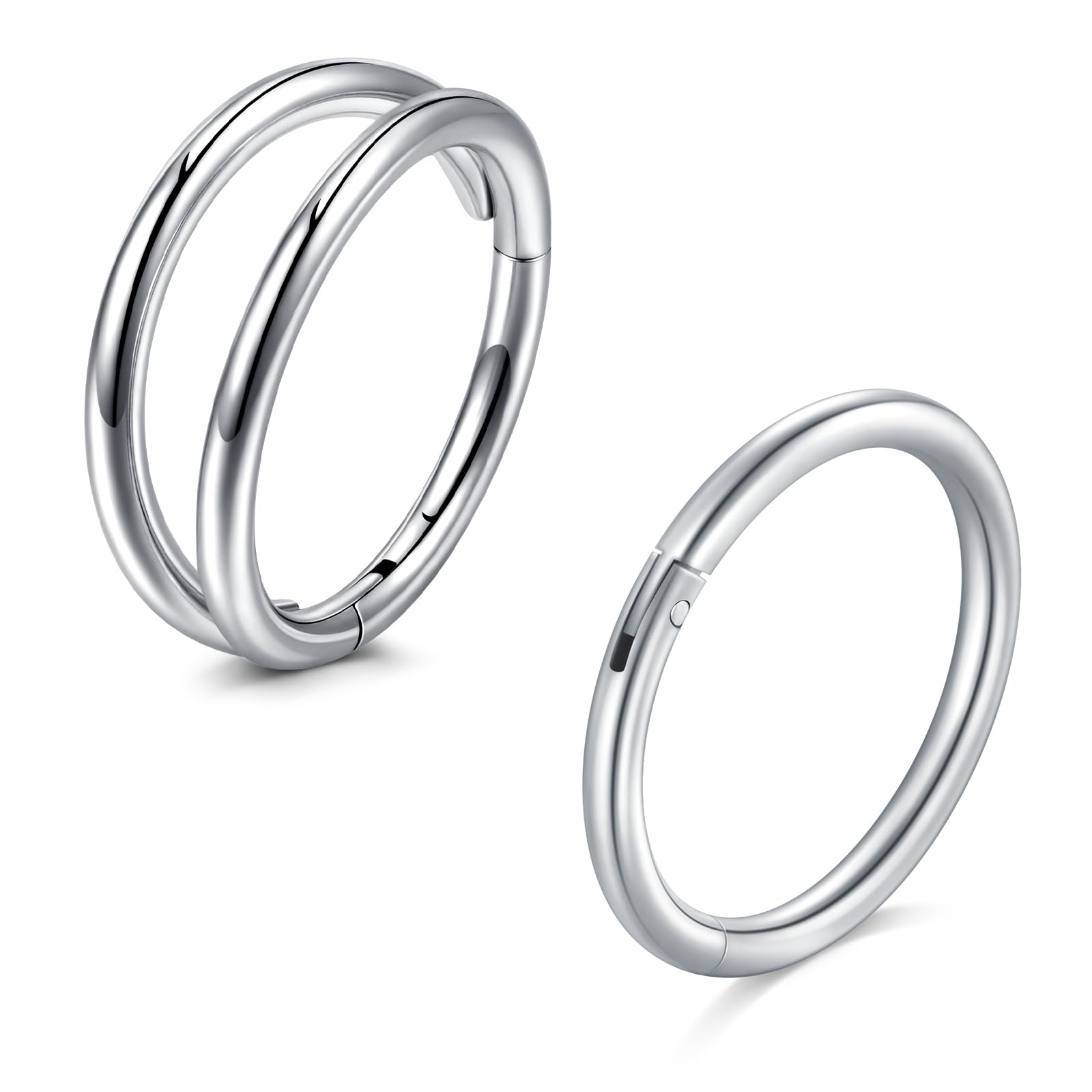 MODRSAPiercing Nariz Aro Hinged Clicker Septum Anillo 316L Acero Quirúrgico Piercing Conch Helix Cartílago Nariz Pendiente Hoop para Mujer