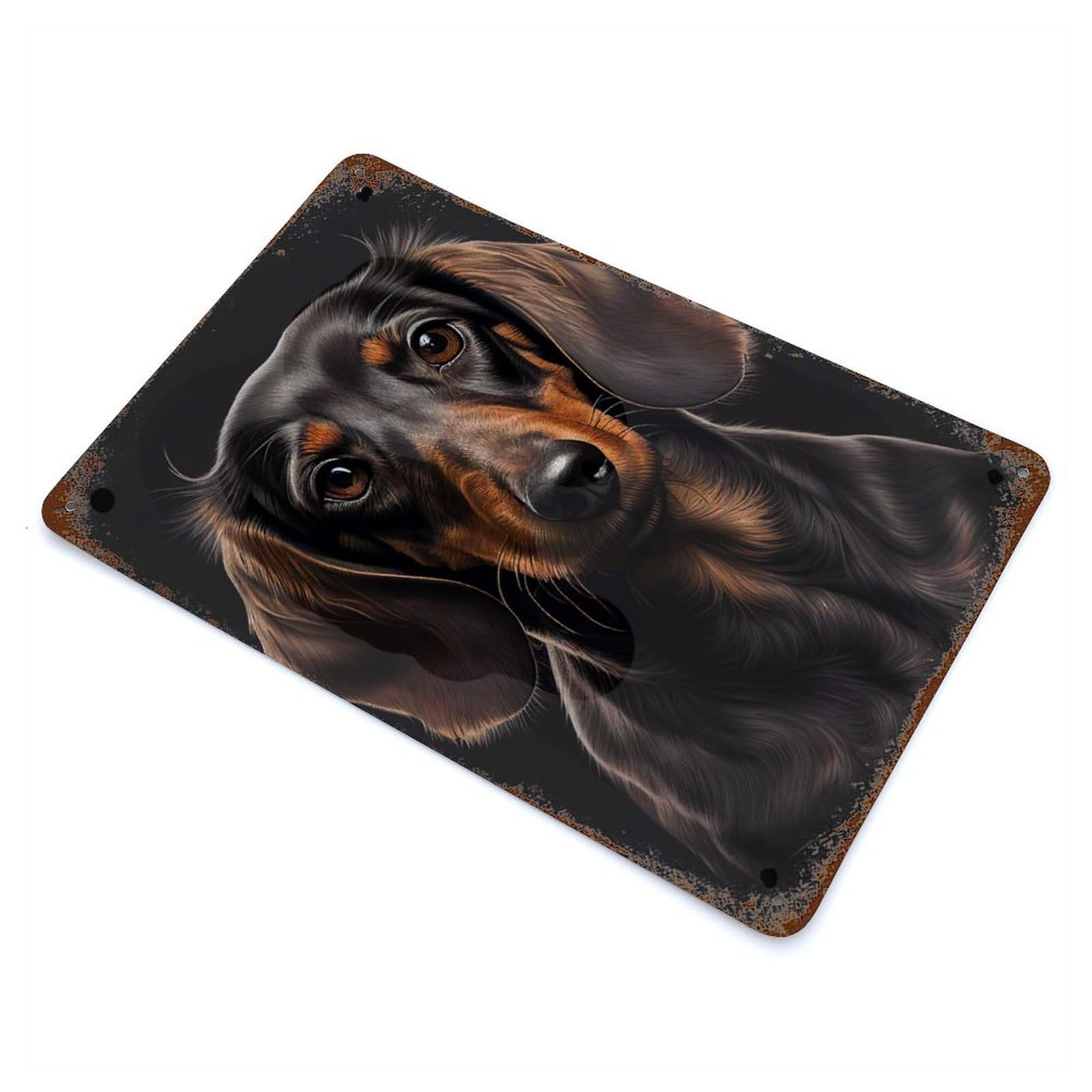 Decorative Tin Sign Dachshund Portrait Dog 11.8"x7.9", Vintage Wall Decor for Pub, Kitchen And Man Cave Decor