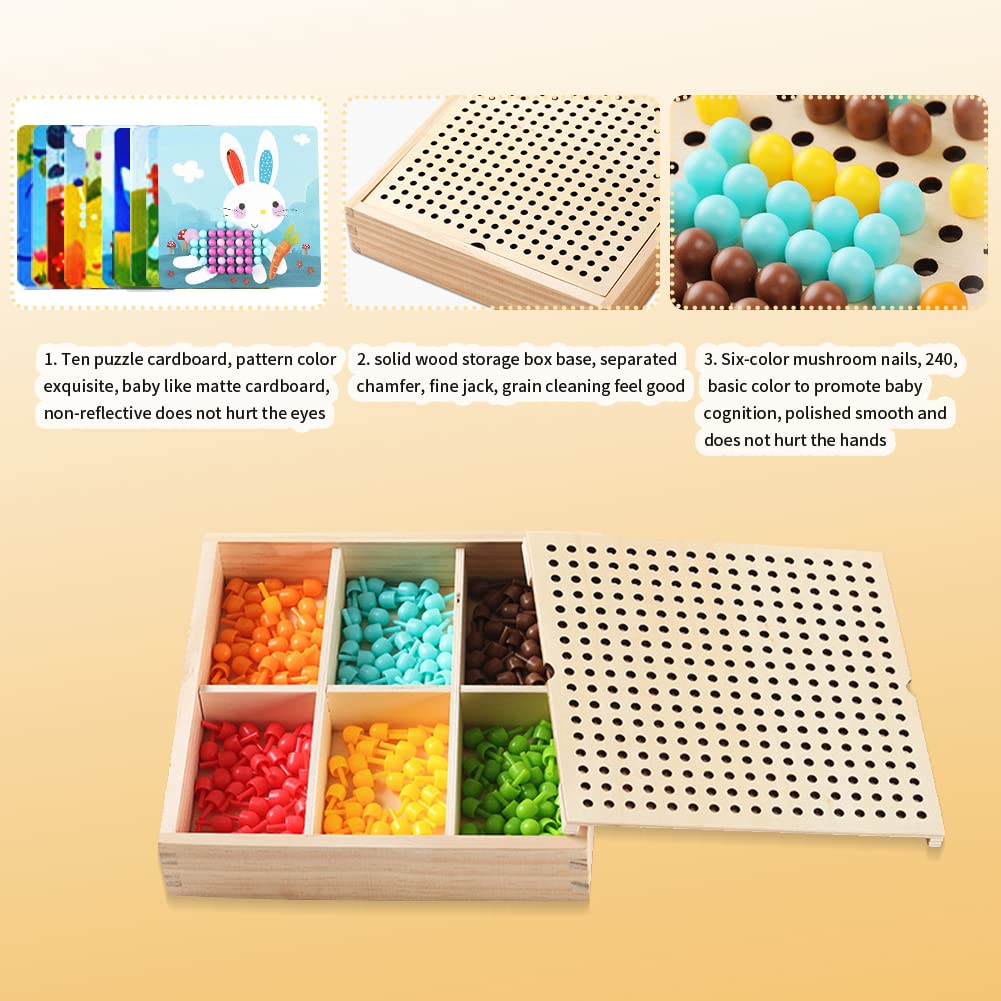 Gohytal Mosaic Pegboard Game, Chiodini per Bambini 2 annicon 240 Perline Pegboard e 10 Carte Giochi Montessori 2 anni Gioco Pegboard per Ragazzi Ragazze 3 4 5 anni in su per Bambini e Bambine Natale
