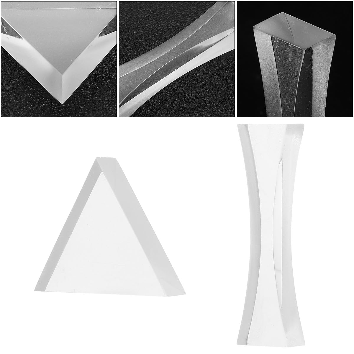 Gatuida Optical Glass Lens Set for Physics Experiments – 2pcs Cylindrical Concave and Equilateral Triangle Lenses – Science Education Teaching Equipment for Secondary School