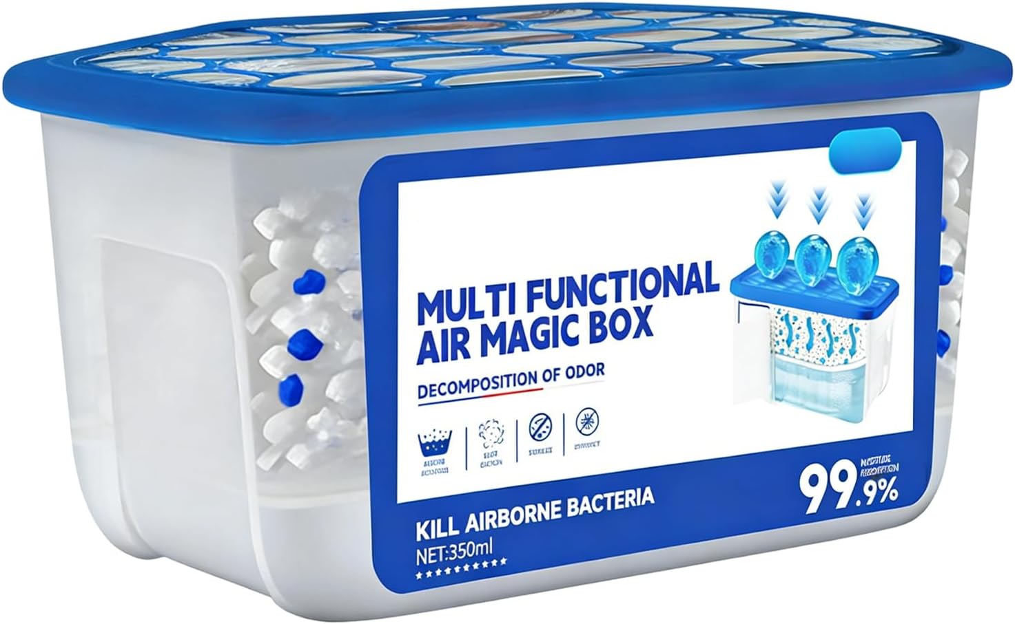 Multi Functional Air Magic Box, Indoor Air Purification Dust Removal Magic Boxes, Compact Odor Remover Box, Automatic Purifier Dust Remover for Apartment, Bedroom, Pet Area, Airs Freshener, 350 Ml