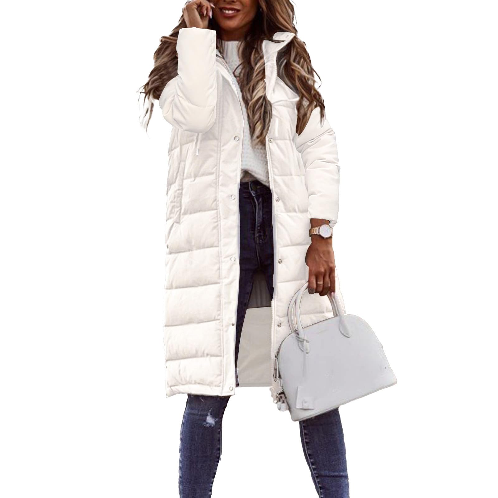 Nidddiv Abrigo acolchado ligero para mujer, chaqueta de entretiempo con capucha, parka cálida, impermeable, cortavientos, chaqueta de invierno, chaqueta de softshell gruesa, tallas grandes, chaqueta
