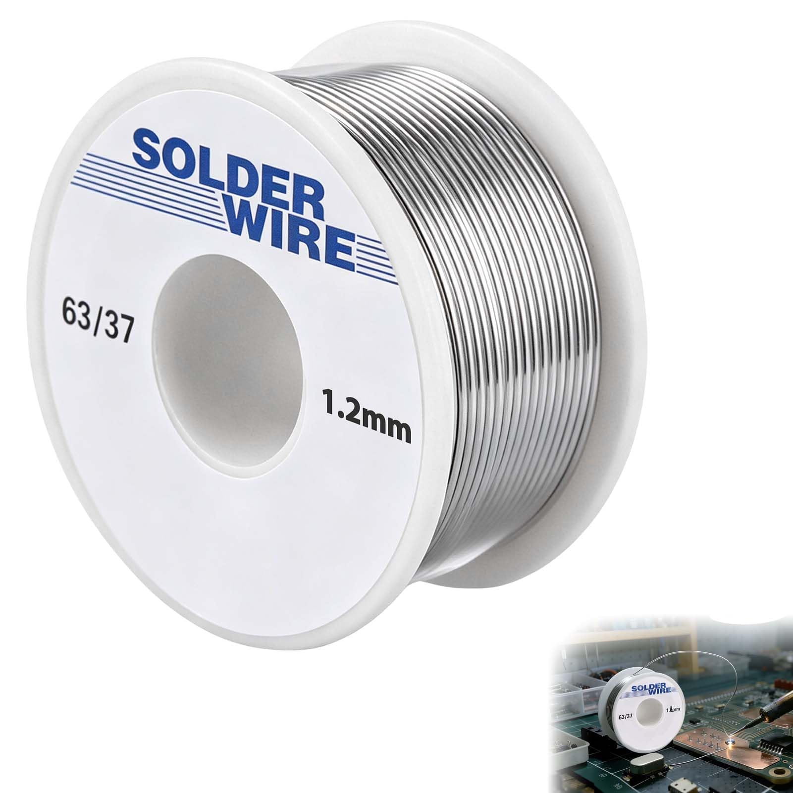 Filo di saldatura elettronico 1,2 mm con nucleo di colofonia, stagno di saldatura per riparazione di precisione, flusso di saldatura integrato per componenti elettronici e circuiti stampati