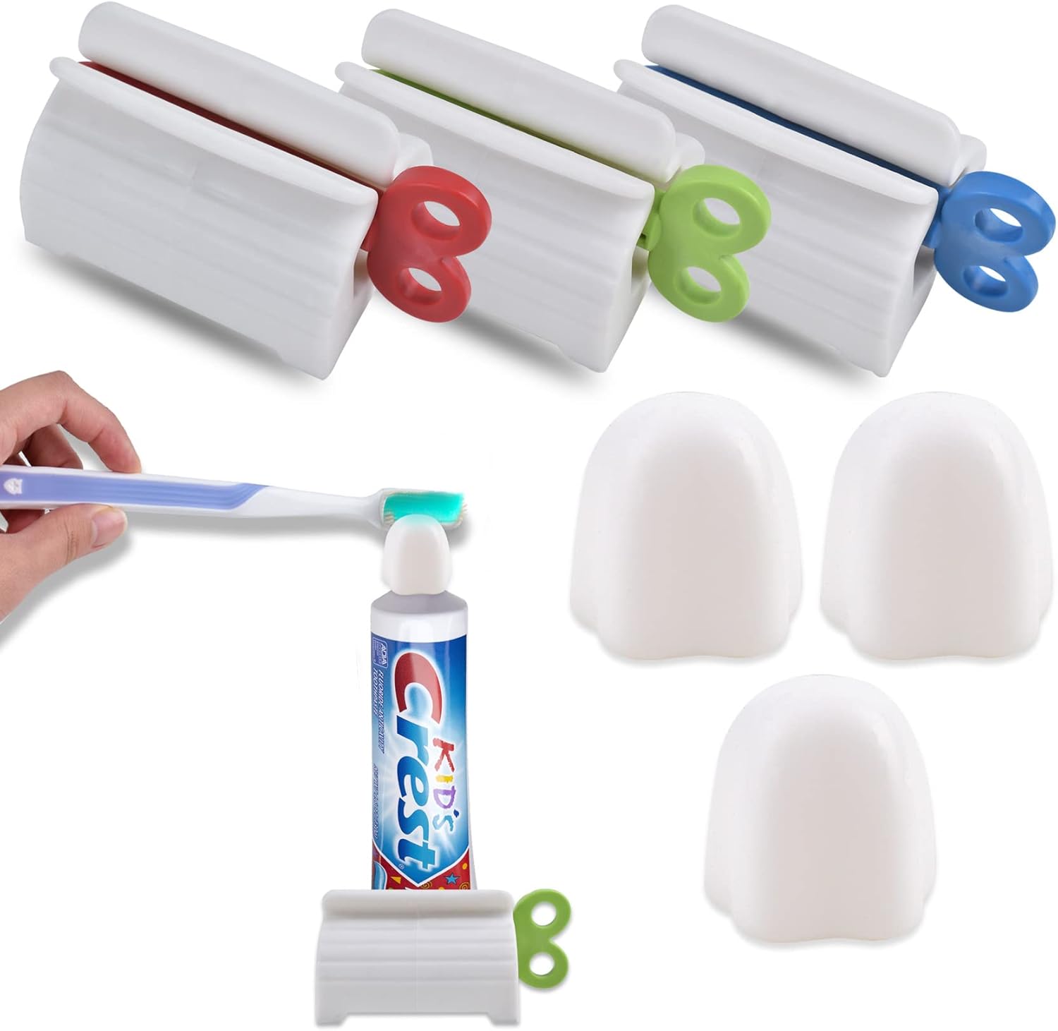 Toothpaste Squeezer and Cap, 3 Pieces Toothpaste Tube
