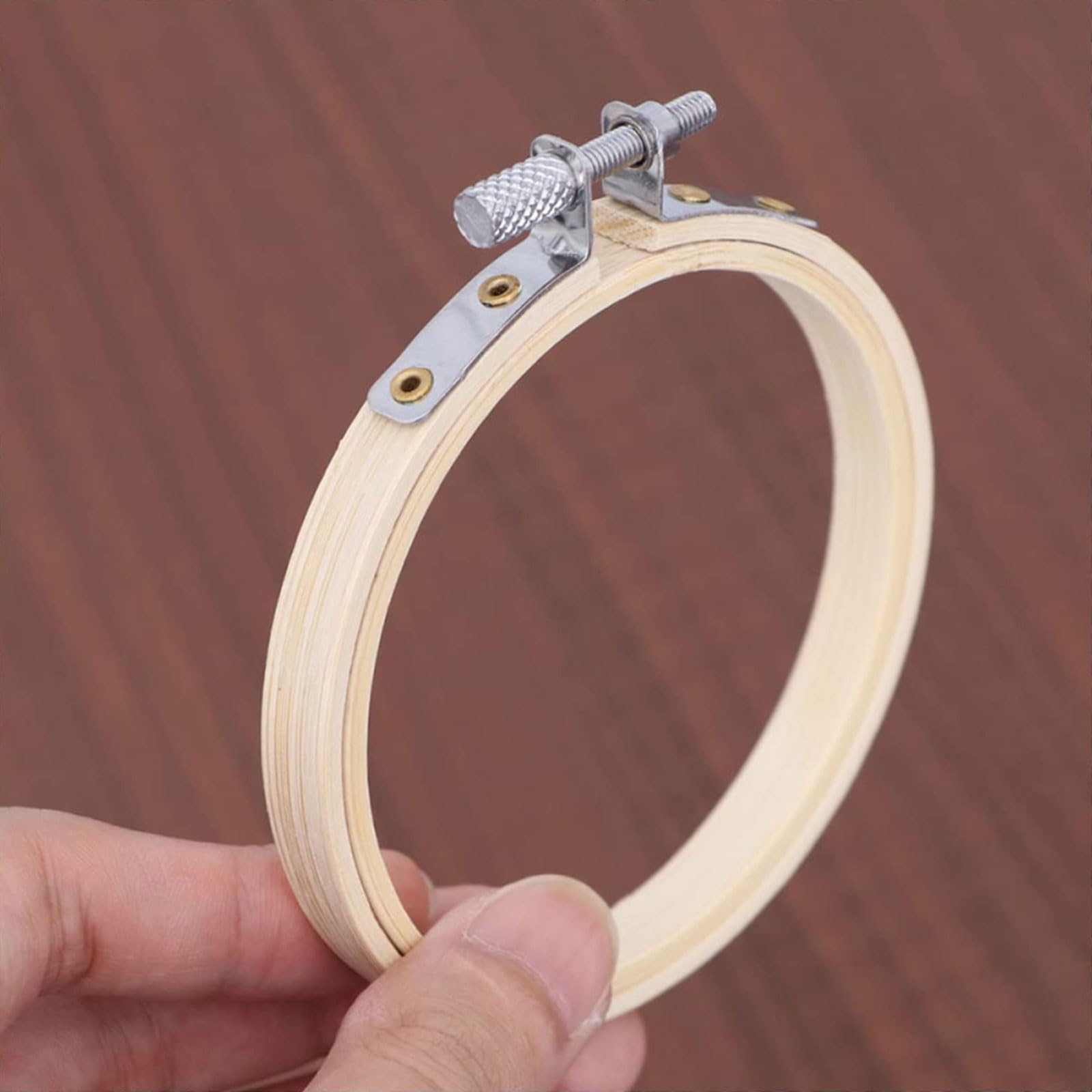 Soporte de bordado Paquete de 4 herramientas de costura para principiantes con aro de bordado de madera de bambú, vienen con varios tamaños adecuados Punto de cruz