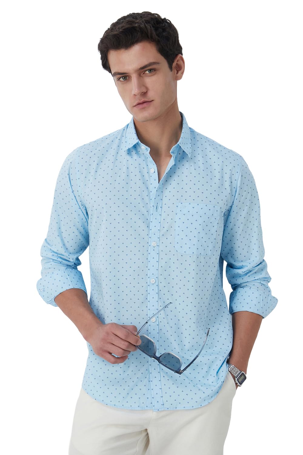Men's Printed Slim Fit Party Branded Insignia Full Sleeve Casual Shirt Cotton-image-2