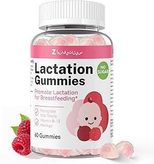 Lactation Support Gummies – Herbal Blend with Fenugreek, Moringa & Fennel – Postnatal Vegan Vitamins B12 & D3 – Natural Breast Milk Booster for Nursing Moms – Raspberry Flavor, 60 Gummies