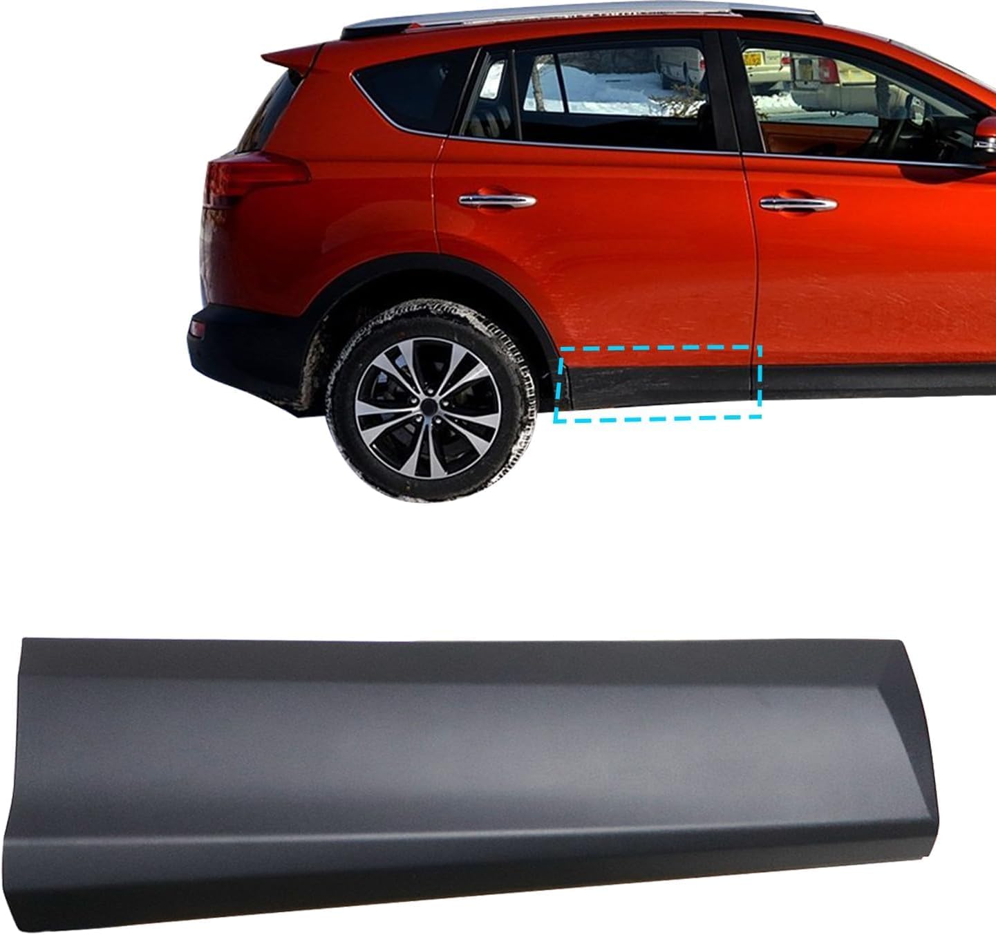 SecosAutoparts Rear Right Door Lower Molding Trim, Door Garnish Compatible with Toyota Rav4 2016 2017 2018# 750770R040 75077-0R040