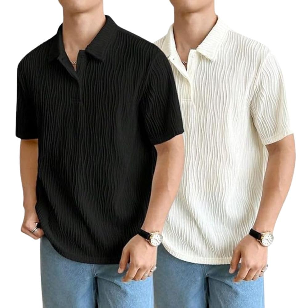 Leriya FashionCotton T-Shirt for Men – Soft Breathable Fabric | Regular Fit Half Sleeve Collar Tee for Summer Casual Wear (Available in Plus Size and Combo Pack of 2)