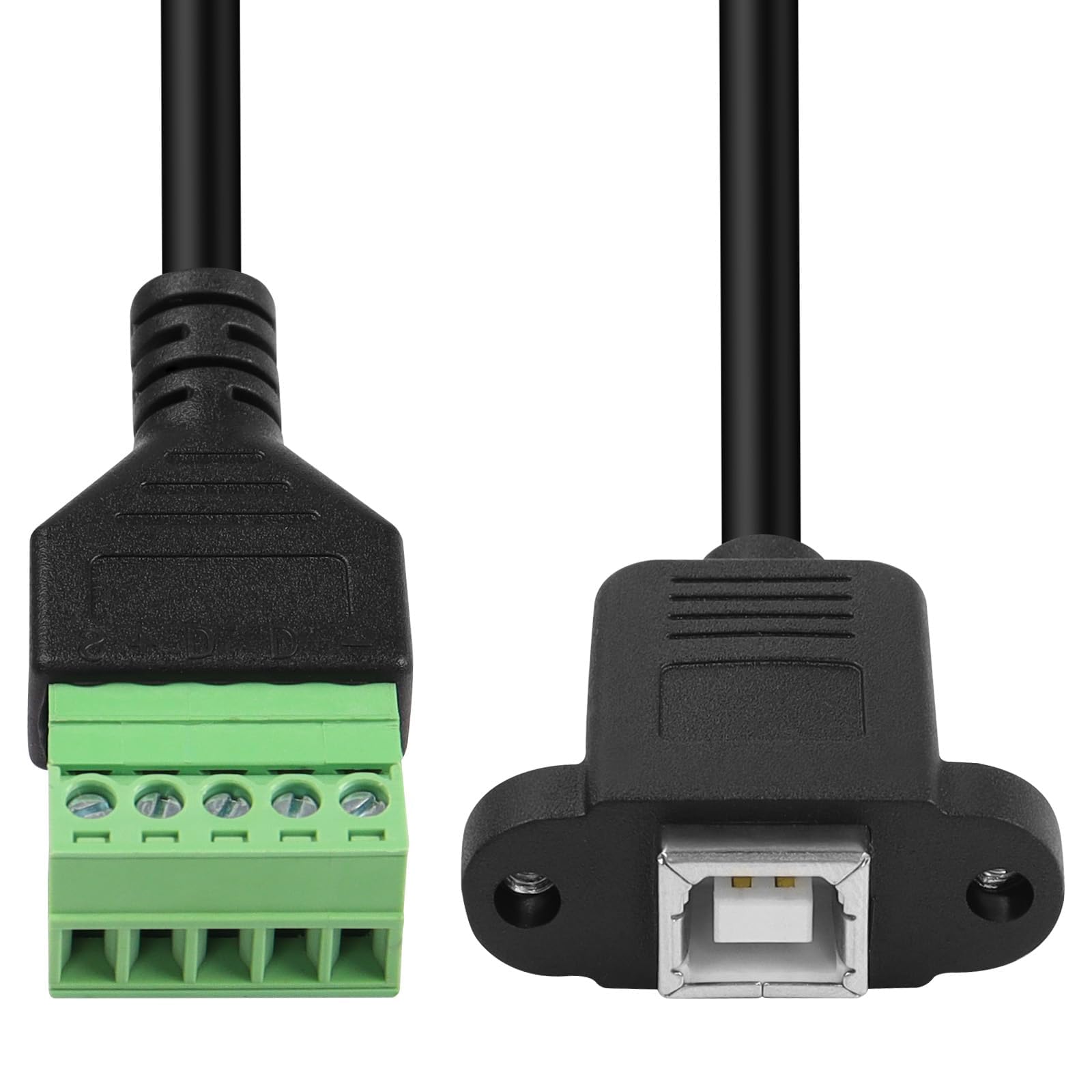 ZdyCGTime USB Screw Terminal Block Connector USB 2.0 A Male Plug To 5 Pin Way Female Bolt Screw With Shield Terminals Pluggable Type Adapter Connector Converter 300v 8a2packs