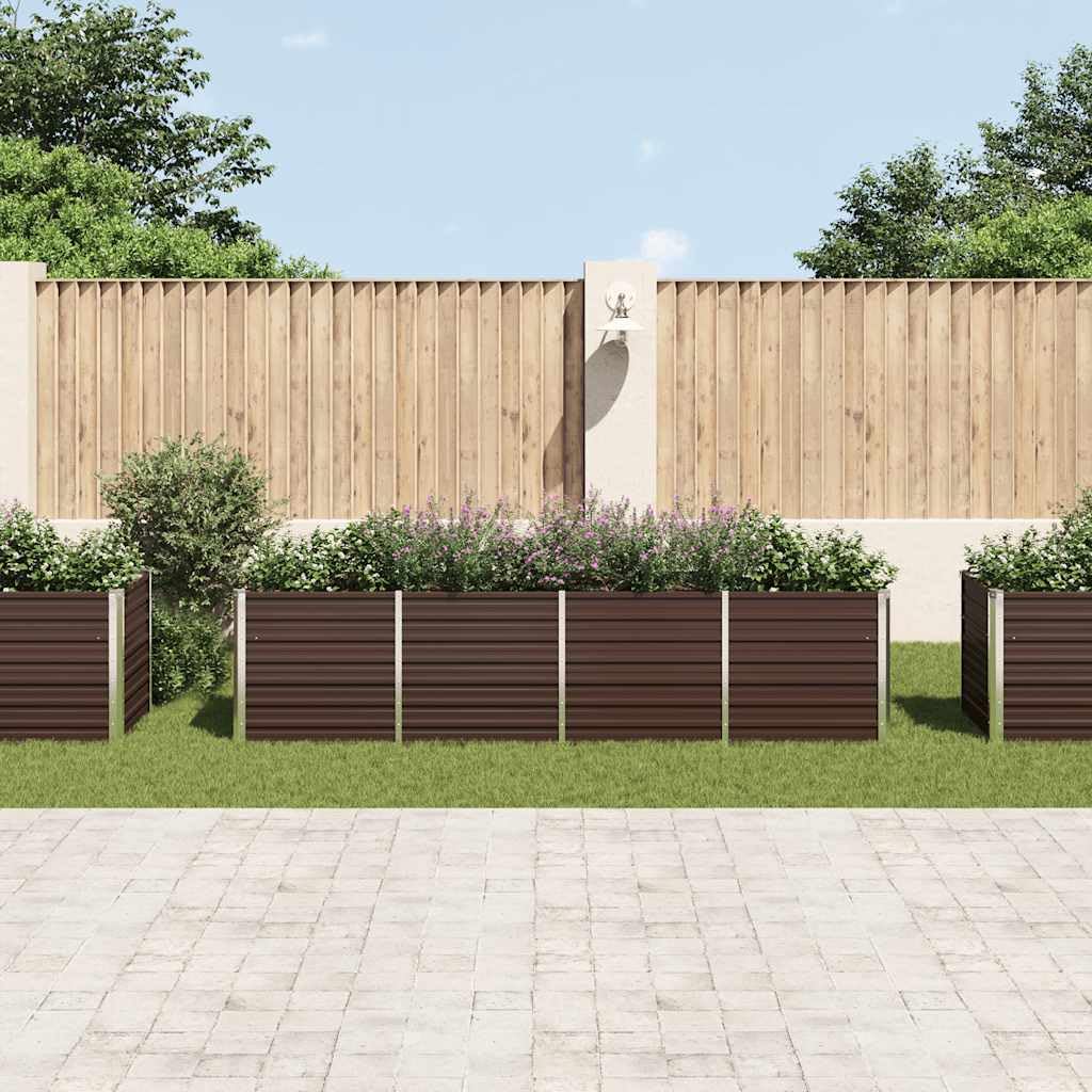 Jardinera elevada de metal 320 x 80 x 77 cm, acero galvanizado, parte inferior abierta, resistente, diseño moderno para jardín, balcón, terraza, maceta elevada