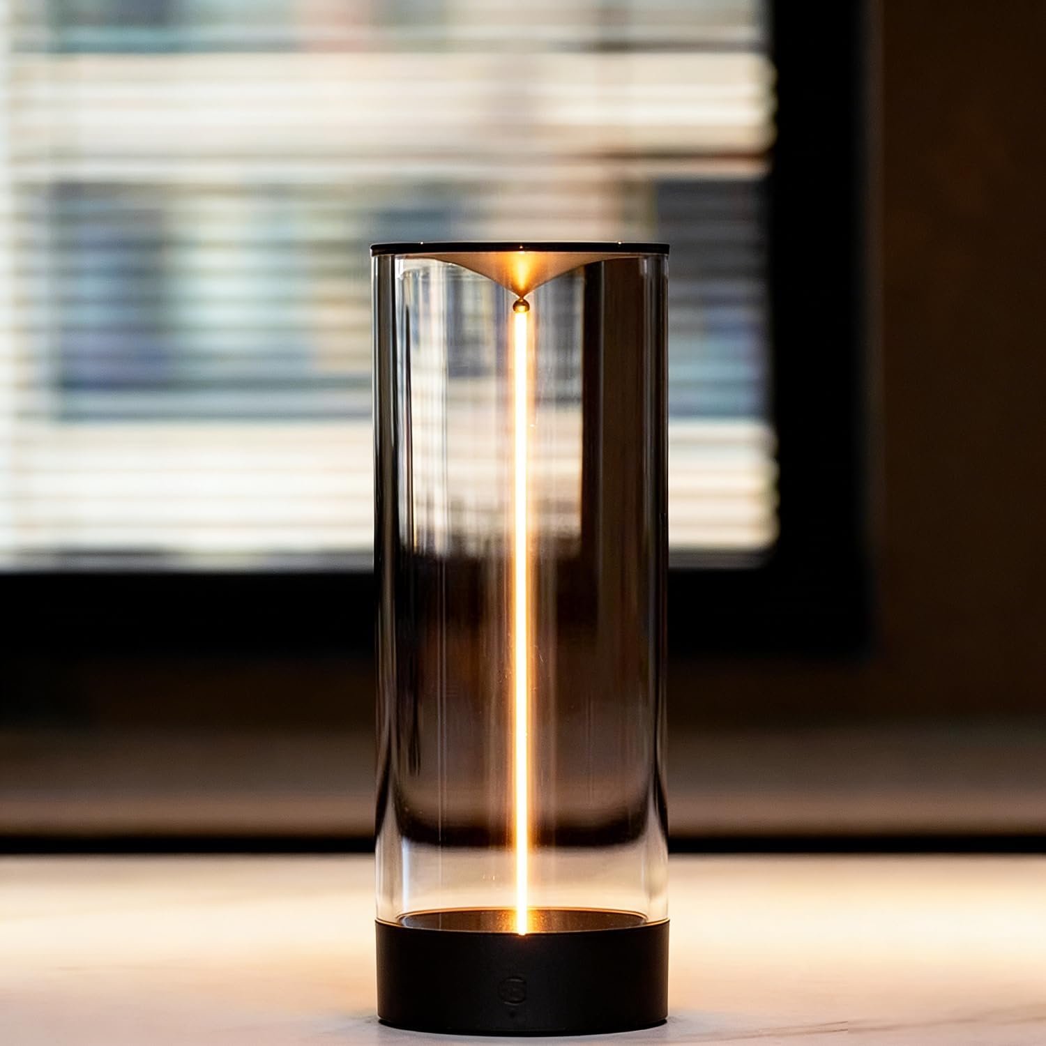 Tissting Mini Magnetic Table Lamp - Rechargeable Touch Dimming Night Light for Bedroom Office Desk Decor with Breathing Mode, Cordless Portable Ambient Mood Lighting, Dark Gray