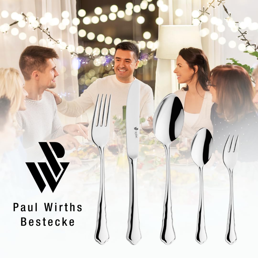 PW CHIPPENDALE Besteck Set 24-teilig, Edelstahl, mit Besteckkasten | Rostfreies, spülmaschinenfestes Tafelbesteck im klassischen Chippendale-Design, eine perfekte Geschenkidee