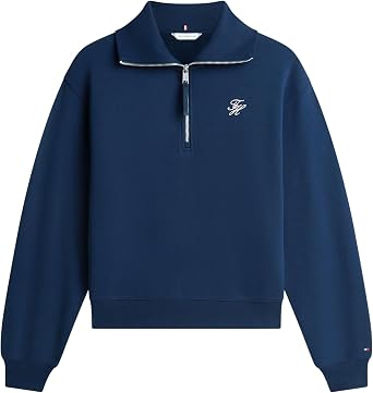 Tommy Hilfiger Women's Th Script Half Zip Terry Swtshrt Ww0ww49470 Half Zip Sweatshirt (pack of 1)