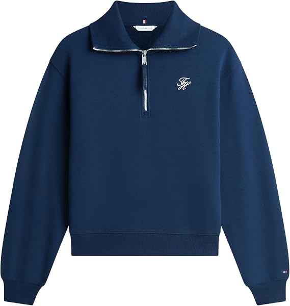 Tommy Hilfiger Women's Th Script Half Zip Terry Swtshrt Ww0ww49470 Half Zip Sweatshirt (pack of 1)
