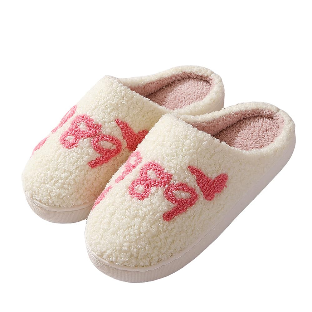 Cartoon Slippers for Women Men Soft Fluffy Warm Lightweight Non-Slip Cute House Slippers Slip-On Cozy Indoor Outdoor Heart