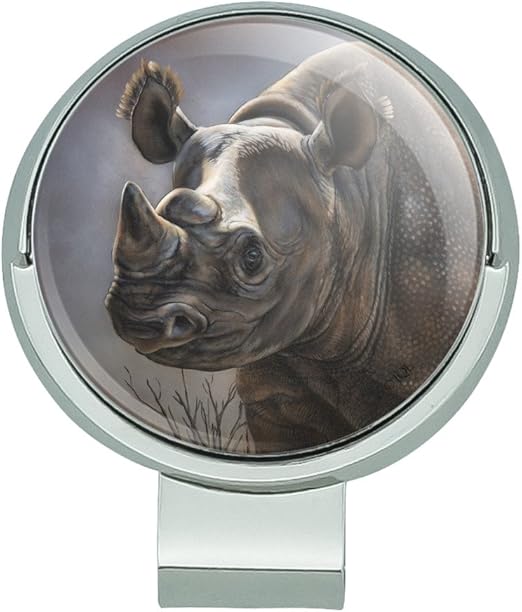 Review GRAPHICS & MORE Black Rhino Rhinoceros Golf Hat Clip with Magnetic Ball Marker