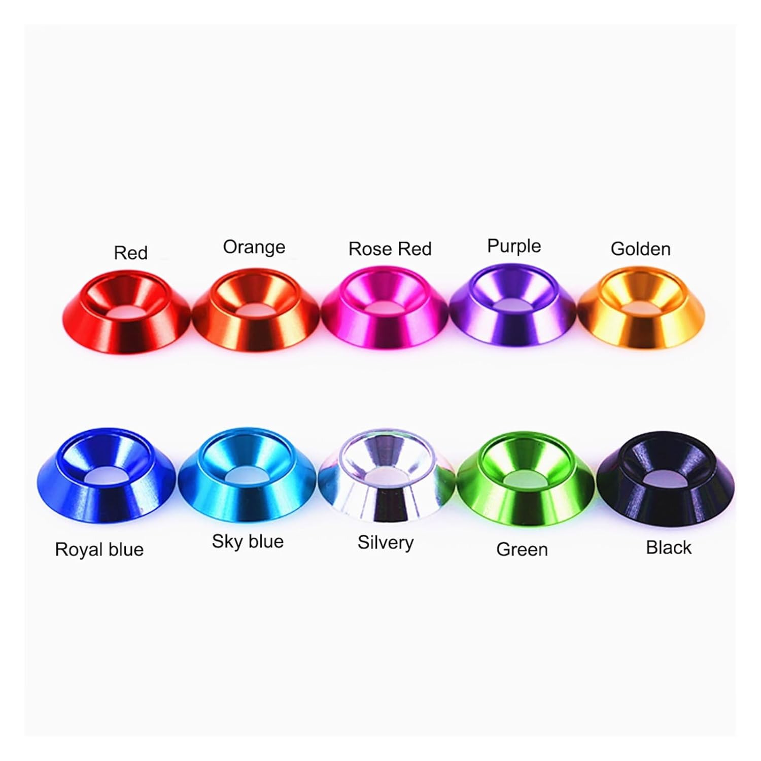 5Pcs M2 M2.5 M3.5 M4 M5 Colorful Conical Countersunk Washer Aluminum 6061 Cone Flat Gasket DIY Parts(Golden,M3.5)