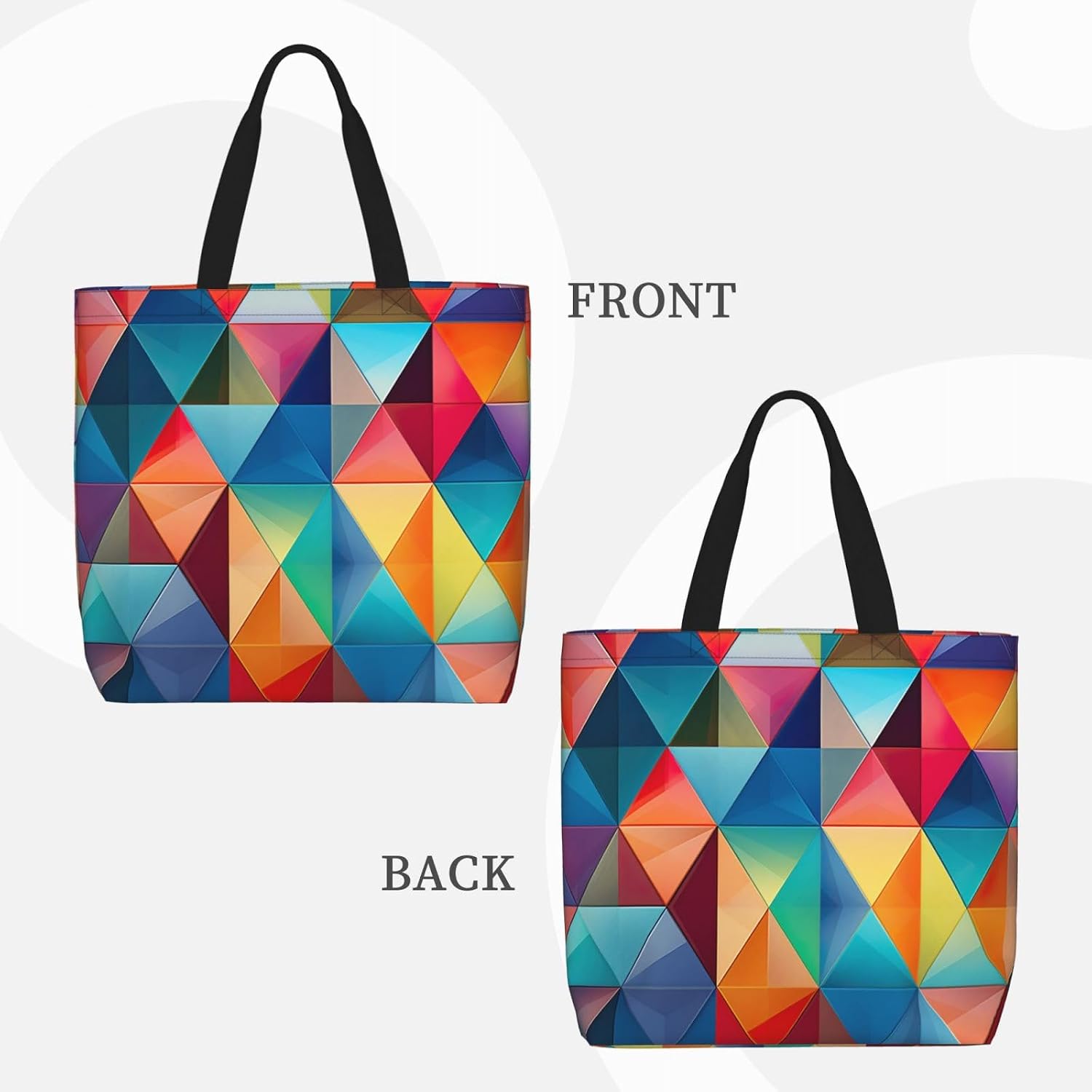 Colorful Triangle Print Eco-Friendly Tote Lightweight Grocery Bag Daily Commuting Travel Beach Gym Use
