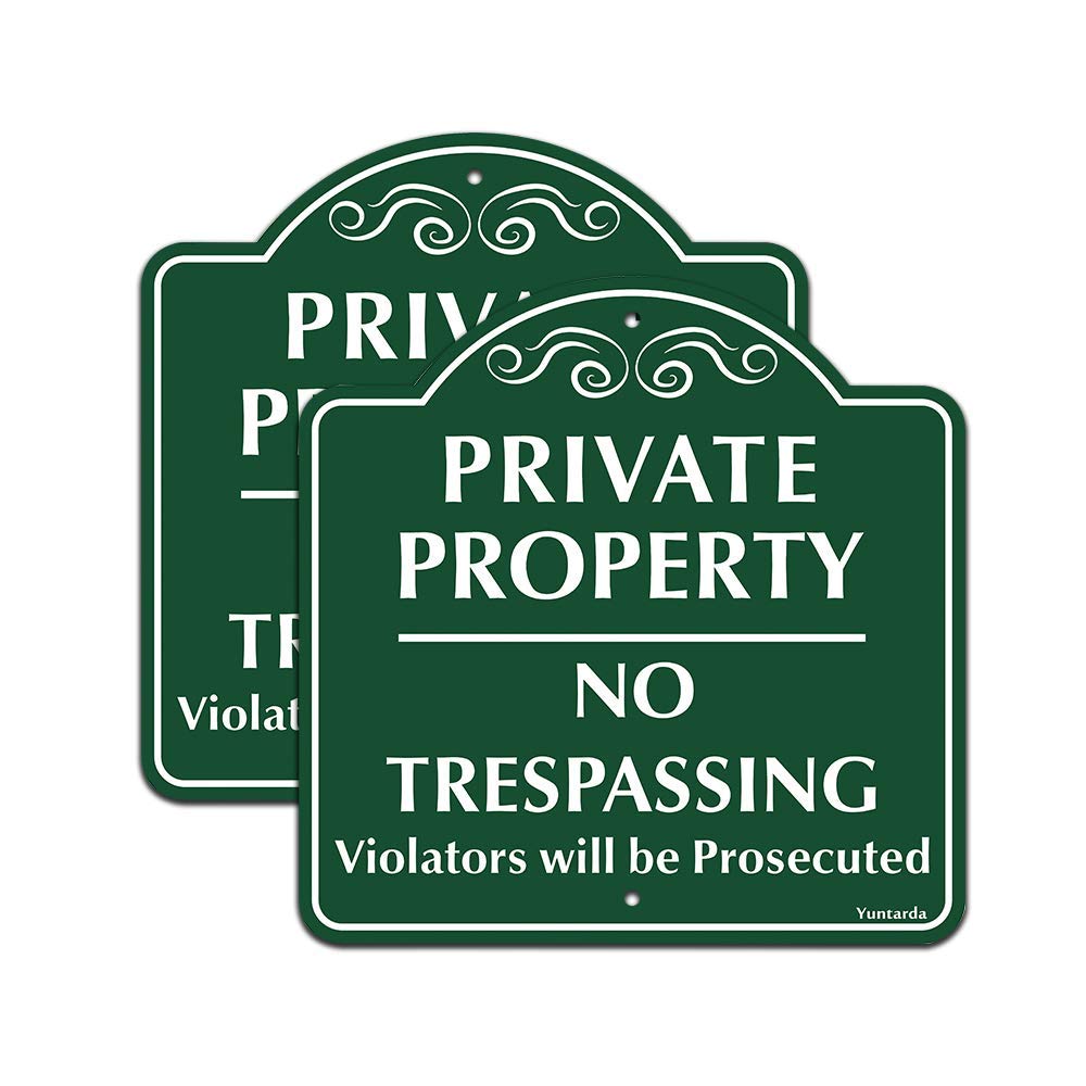 No Trespassing Signs Private Property, Lot De 4 Panneaux D'avertissement En Aluminium Pour Clôture, Cour, Extérieur, Panneaux De Sécurité Réfléchissants En Métal Pour Maison, Jardin, Antirouille (pas