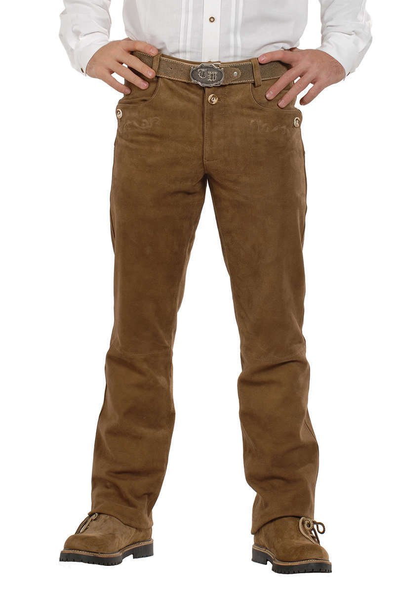 Almsach Herren Lange Lederhose Hellbraun 'Vincent', REHBRAUN (Hellbraun), 44