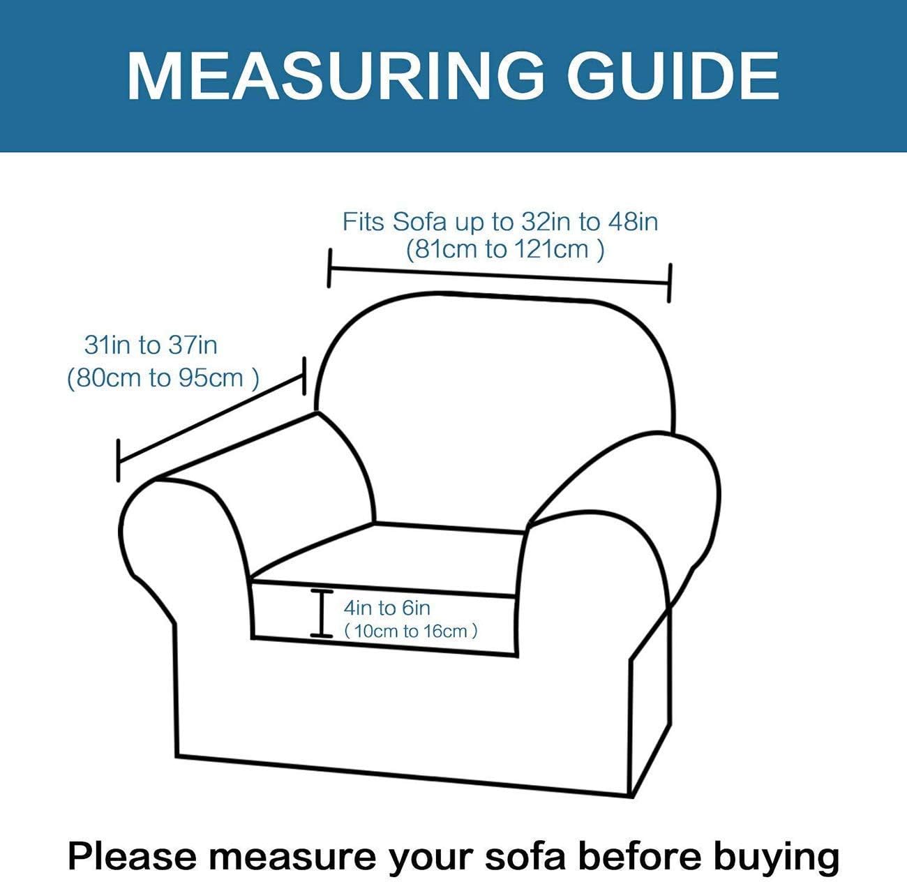 H.VERSAILTEX 2 Piece Sofa Cover for Armchair 32"-48" Bundle Round Ottoman Covers Ottoman Slipcovers(Medium, Navy)