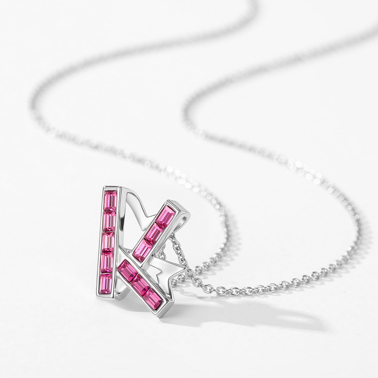 LOVANS Halskette Damen Silber 925 Buchstabe K Kette mit Herz Anhänger Personalisierte Initialen Namen Silberkette Schmuck Geschenke für Frauen Ehefrau