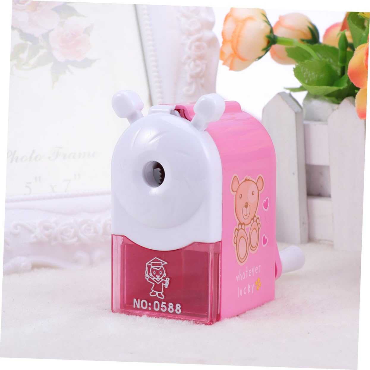 Ciieeo 3pezzi Temperamatite Manovella Cartoon Per Ragazzo Ragazza Design Casa Per Scuola e Ufficio Compatibile Con Matite Standard e Triangolari Leggero e Pratico Color Rosa