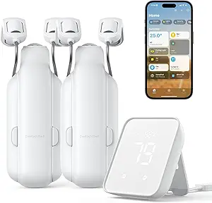 SwitchBot Smart Automatic Curtain Opener 2 Pack with Hub 2 - WiFi Remote Control with App/Timer, Performance Upgrade, WiFi Thermometer Hygrometer, Support Matter, Work with Alexa, Google Home, HomeKit