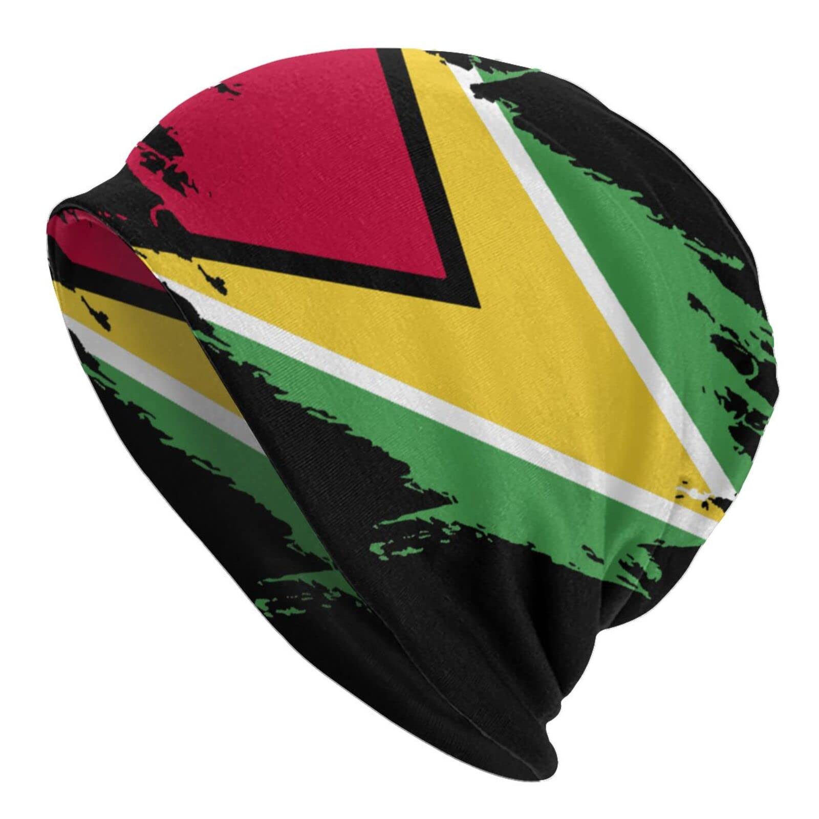 934 Men's Beanie Hat 3066 Beanie Hat Guyana Flag Reggae Beanie For Cool Skull Cap Adjustable Knit Winter Hat For Hiking Headwear Adults