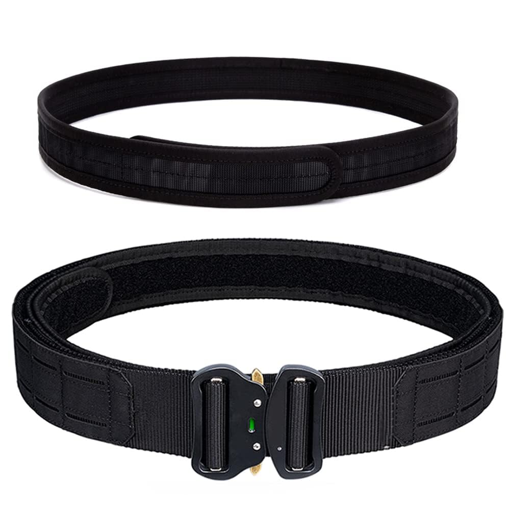 TWINFALCONS Cinturón Táctico Doble Capa MOLLE,Cintura interior con velcro Battle Belt de Militares de Corte láser Cinturones Airsoft CS Para Hombres