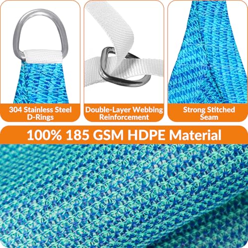 Image of KANAGAWA 25'X32' Turquoise Mix Custom Size Sun Shade Sail Square UV Block Canopy Cover for Patio Backyard Lawn Garden Outdoor (Customized Available)