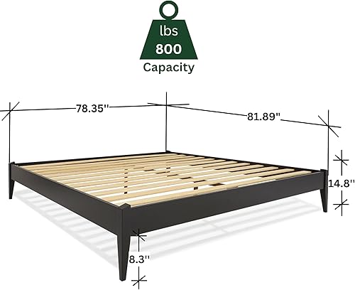 Miniatura 35 de Bme Dinkee - Base de cama de tamaño matrimonial sin cabecera, 15 pulgadas, minimalista y moderna, madera de acacia, 12 listones de madera para