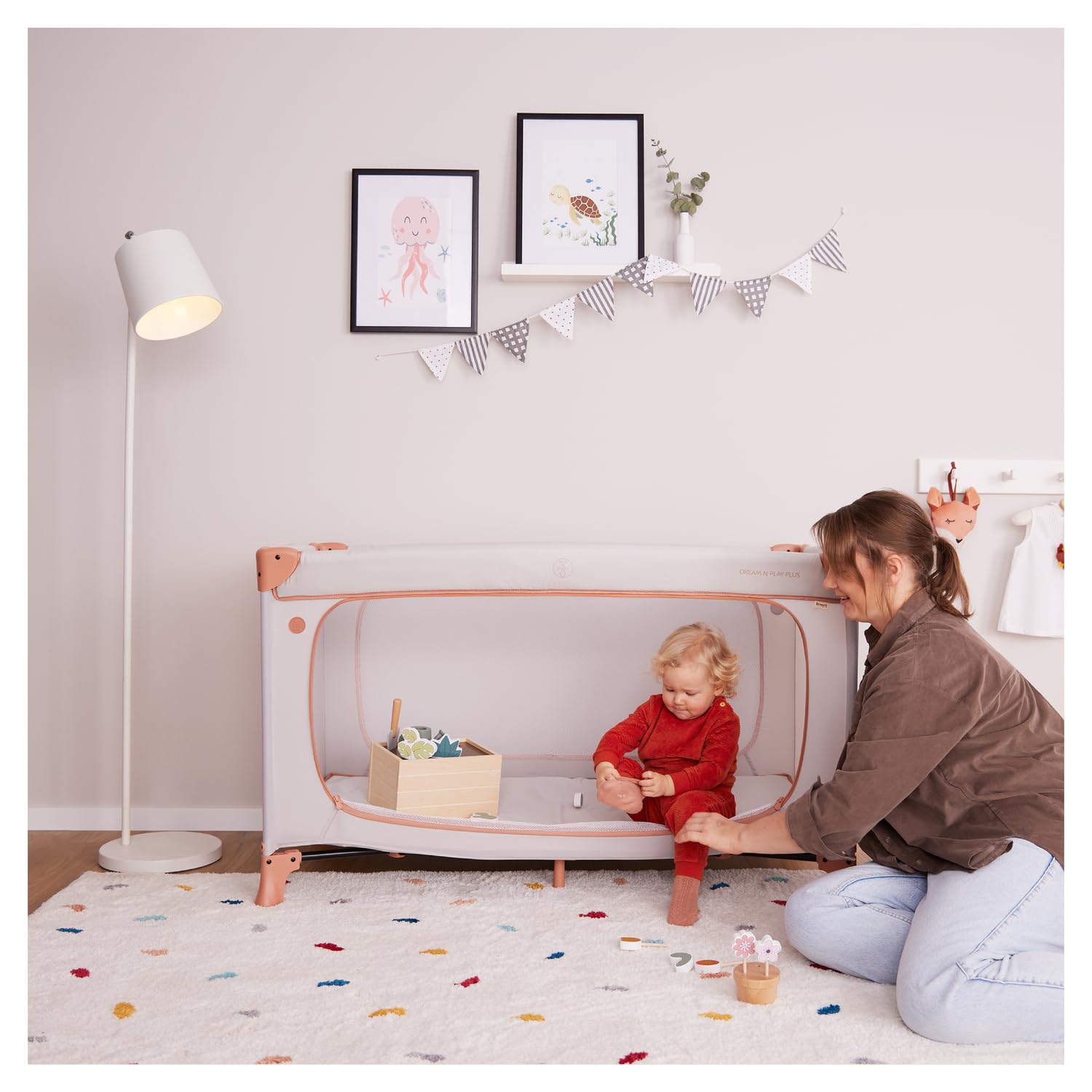 hauck Dream N Play Plus Cuna de Viaje Bebe - Plegado Compacto - Dusty Mint