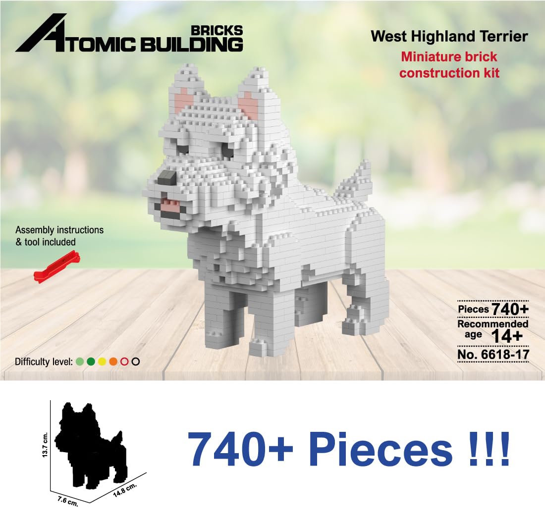 Figura para armar con Bloques en Miniatura. Perro West Highland White Terrier – Westie/Westy — view 6