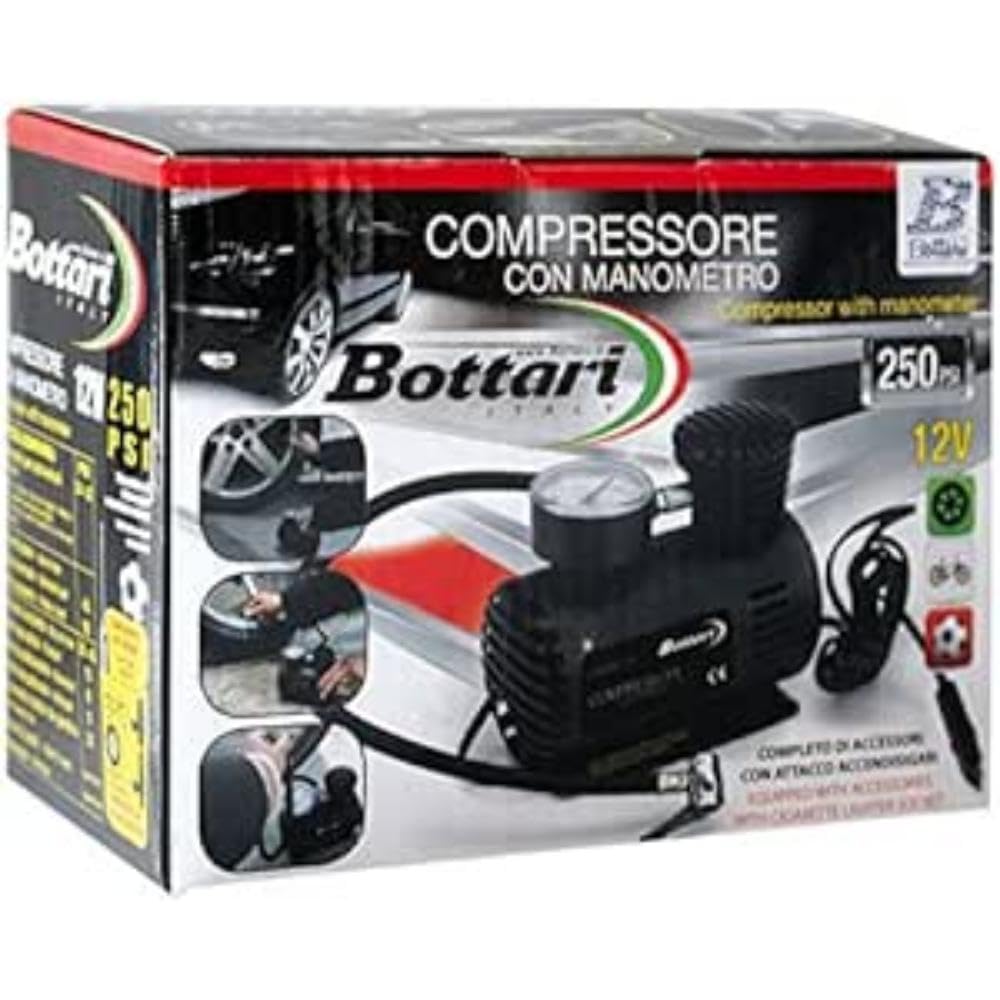 Bottari 24050 Kompressor Strong bis zu 17 Bar, 12 V-12 A, Schwarz