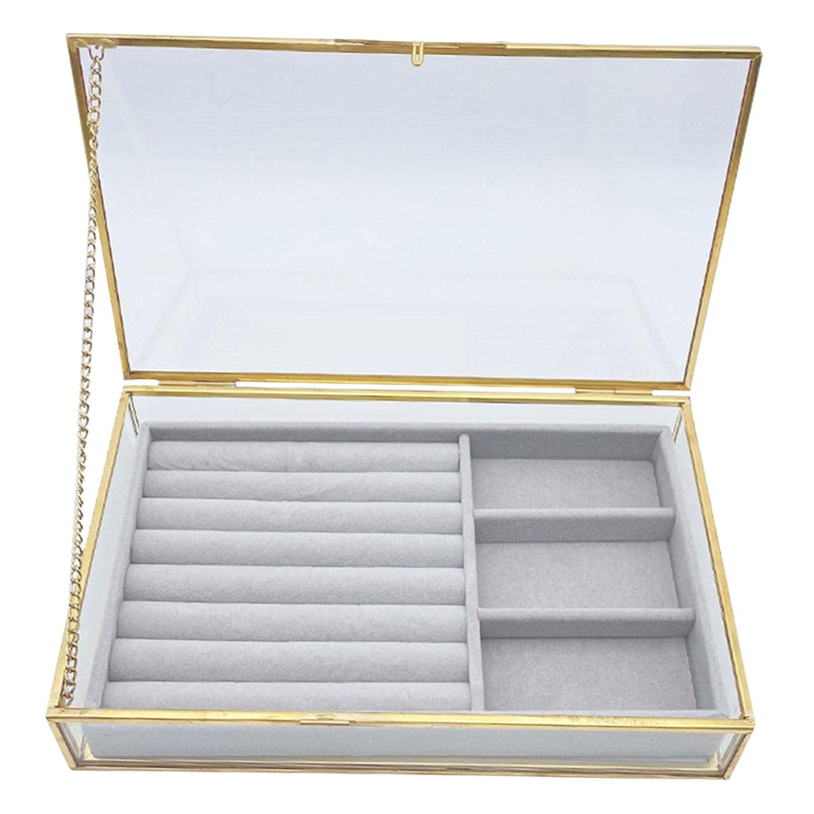 Schmuckschatulle, Schmuckkästchen-Organizer, tragbare Schmuck-Organizer-Box mit Deckel, Aufbewahrung, transparente Kosmetikbox for Ausstellen von Make-up, Geburtstagen, Hochzeiten, Valentinstag (Farbe