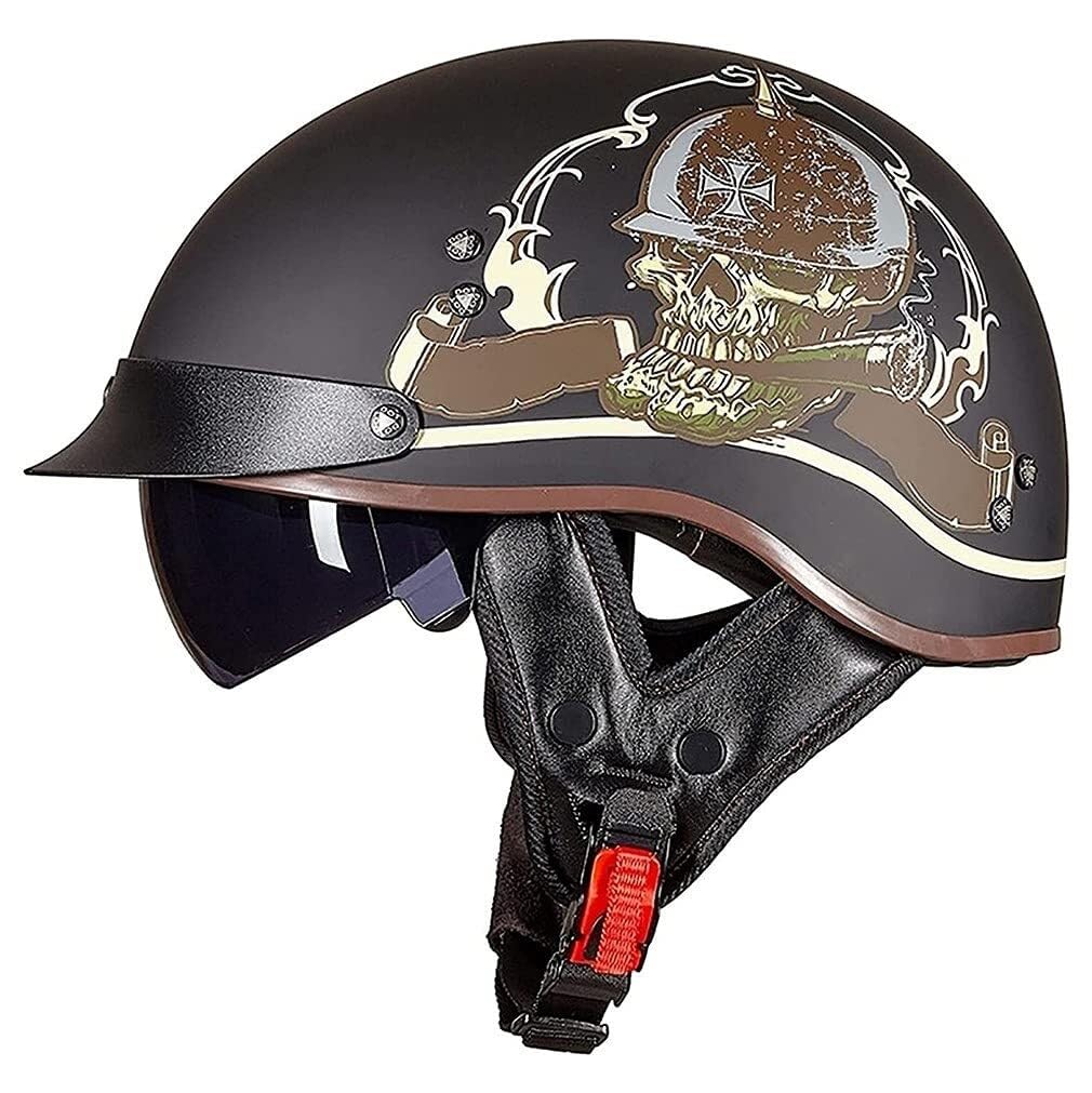 Vintage niemiecki kask motocyklowy retro otwarty kask motocyklowy z osłoną przeciwsłoneczną zatwierdzona przez DOTECE klamra z mechanizmem szybkiego