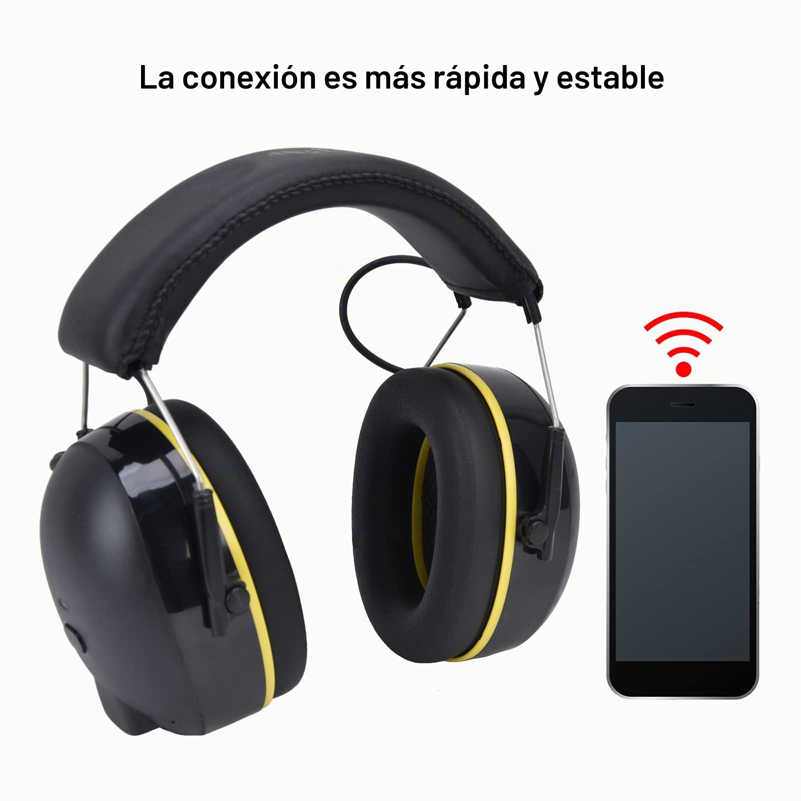 Orejeras de Protección Auditiva, Conexión Bluetooth Inalámbrica con Cancelación de Ruido Orejeras de Protección Auditiva para Tiro, Uso Industrial, Construcción, Talleres