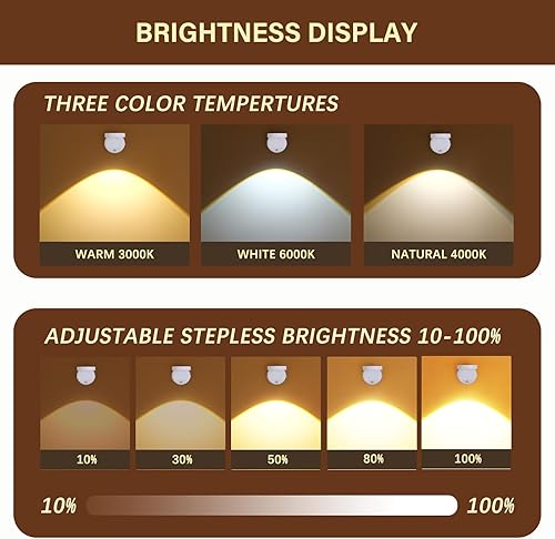 Miniatura 2 de Lámpara de pared con sensor de movimiento, foco LED recargable, lámpara de lectura de cabecera con rotación flexible con 3 temperaturas de color