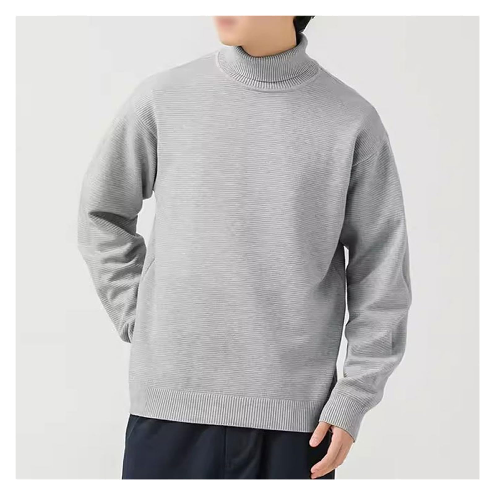 Pullover für Jungen, Herbst und Winter, hoher Rundhalsausschnitt, lässiges Hemd, warme Herren-Strickwaren, Pullover für Herren
