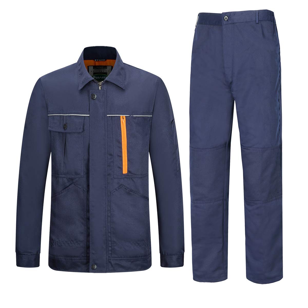 Homme Ensembles de Travail, Multi Poches Blouson de Travail, Cargo Pantalon avec Poches Manteau de Travail, Multifonctionnelle Veste de Travail pour Homme (S, Bleu marin)