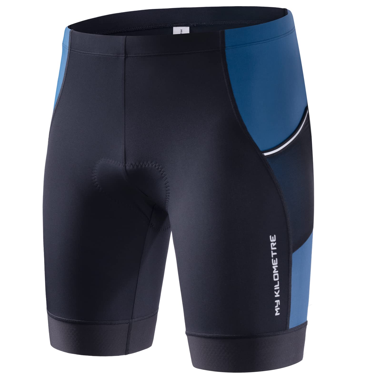 MY KILOMETRE Mens Triathlon Shorts with Adjustable Drawstring Easy Reach Leg Pockets Chamois for Long-Distance Tri Race