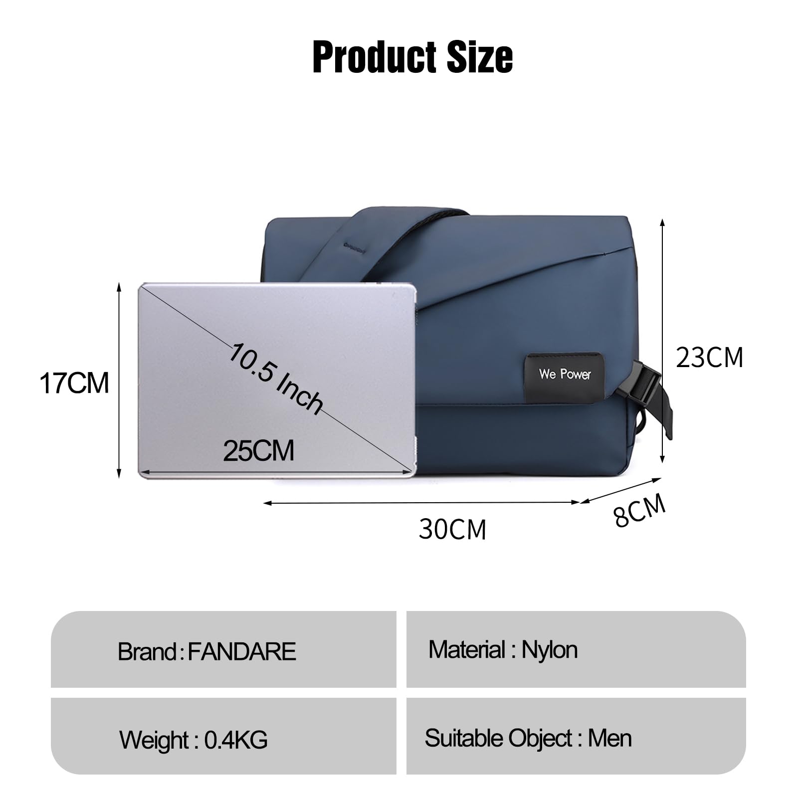 FANDARE Ultraleich Umhängetasche Herren Schultertasche Männer Hängetasche Arbeitstasche Nylon Messenger Bag für Alltag Freizeit Arbeit Büro Reisen Schule Wasserdicht Herren-Schultertaschen Dunkelblau