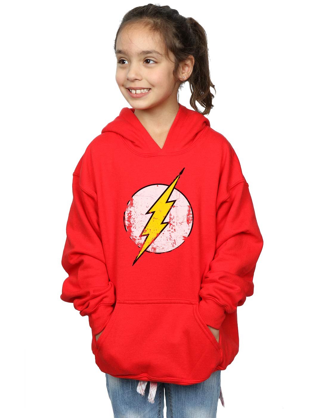 DC Comics Girls Flash Distressed Logo Hoodie 9-11 Years Red
