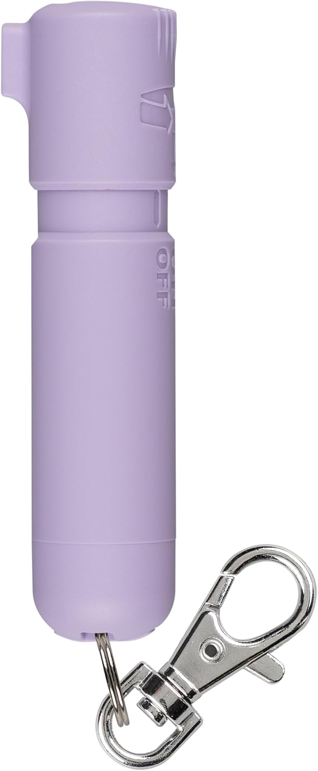 SABRE Mighty Discreet Pepper Spray with Snap-Clip Keychain for Easy Carry, 2X Longer Distance vs Competitors– Up to 12 ft, Compact Discreet Design, UV Marking Dye, Police Strength OC Spray, 0.18 fl oz