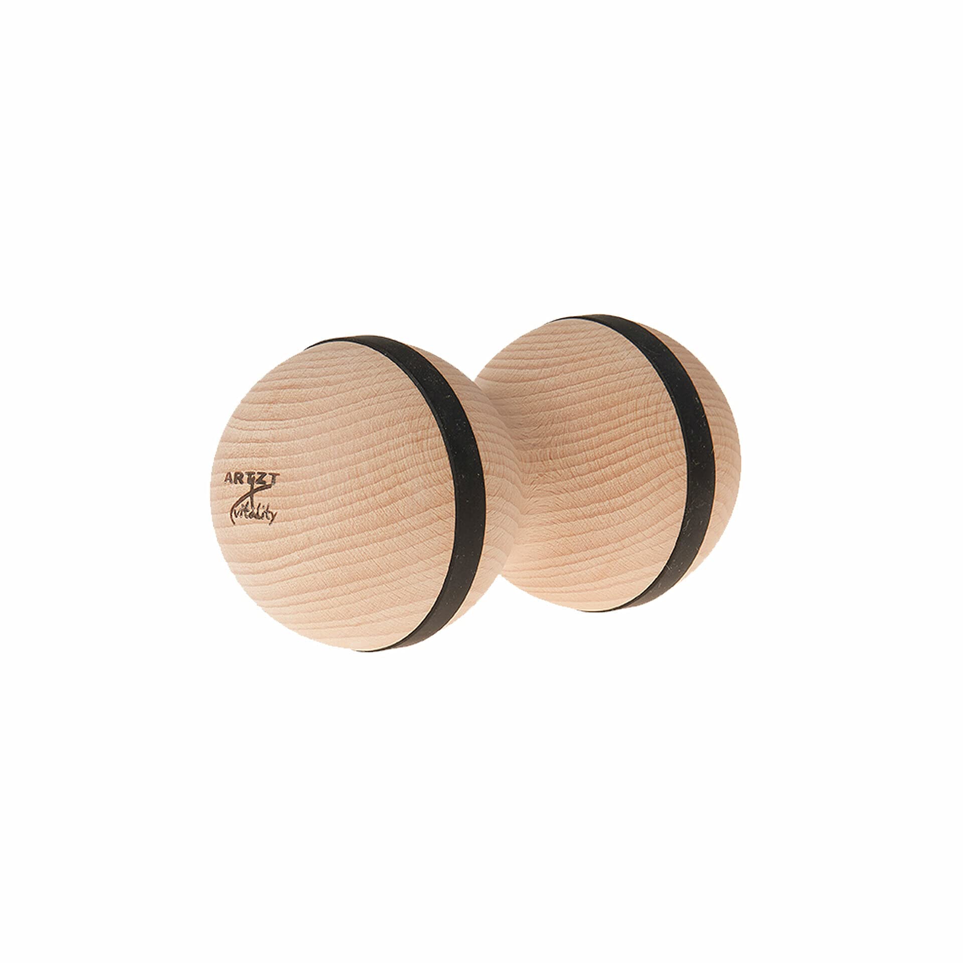 Faszienball Duoball Holz |Massageball aus Deutschen Buchenholz | Selbstmassage-Ball perfekt als Rückenrolle | Duo Faszienball Nacken und Rücken | Made in Germany | Natur, 16 x 8 x 8 cm