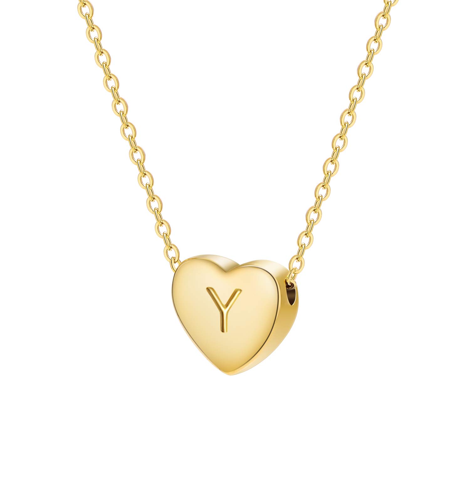 SuniqueDainty Initial Heart Necklace for Women 14K Gold Plated Letters A-Z Alphabet Heart Pendant Necklace for Girl