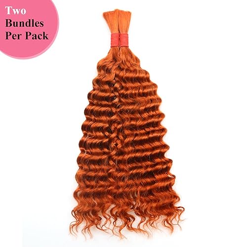 Miniatura 4 de Cabello humano ondulado profundo a granel para trenzar, sin trama, 3.53 oz (1 paquete-2 paquetes), 100% cabello humano virgen brasileño sin
